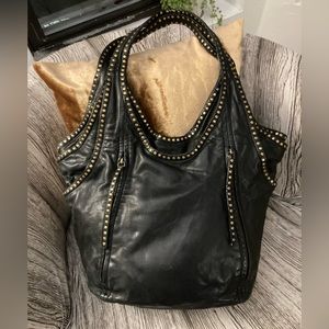 KOOBA STUDDED LEATHER TRACY TOTE